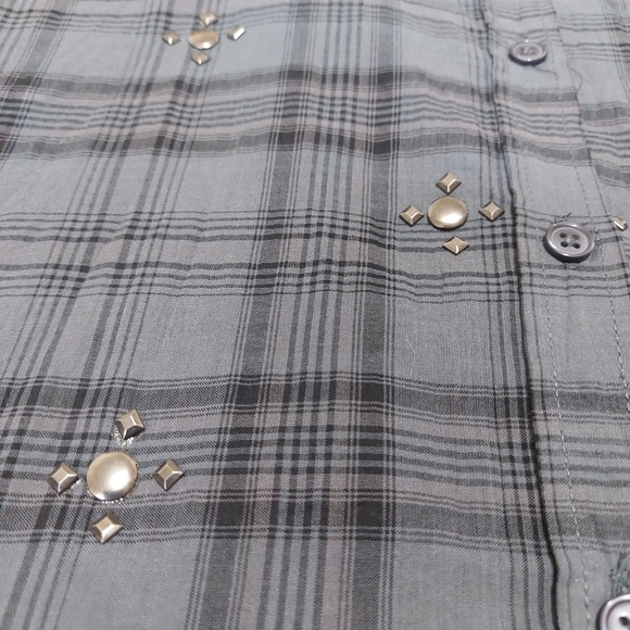 Rock & Republic Gray Plaid Button Down Shirt Sz M - Picture 10 of 14